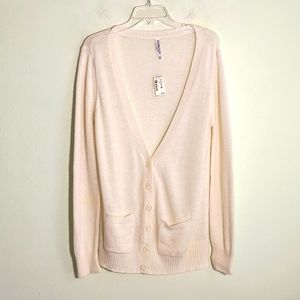 NWT Aeropostale White long sleeve button down cardigan Sz: L